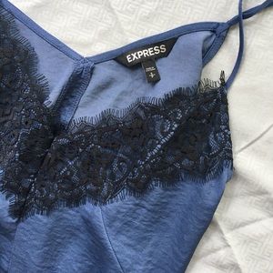 Satin black lace trim cami